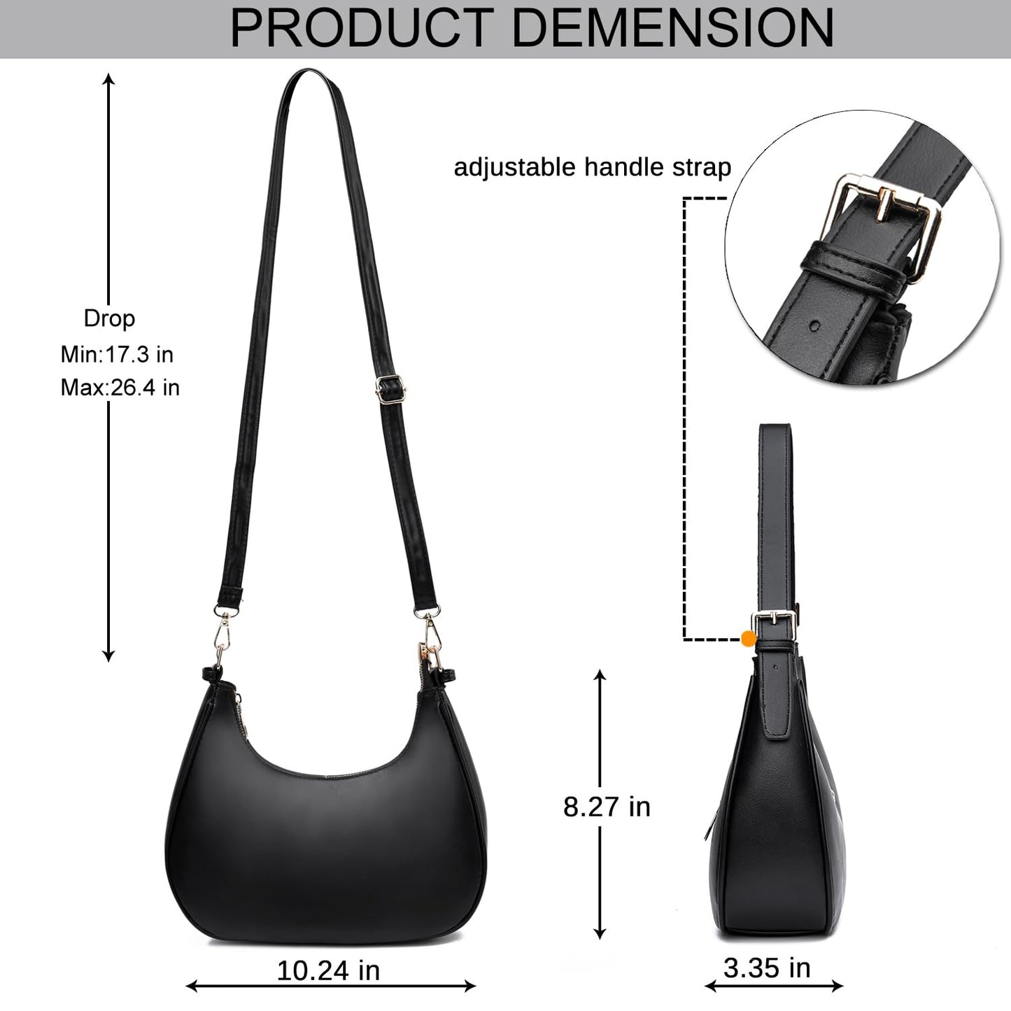 CROJUYI Small Crescent Shoulder Bags Purses for Women Retro Classic Clutch Hobo Tote Purse and Handbag Cute Crossbody Bags