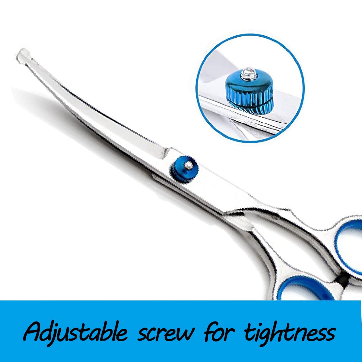 Curved Dog Grooming Scissors,Pet Hair Scissors with Safety Round Tips, Heavy Duty Titanium Stainless Steel, Professional Dogs Cats Pets Grooming Shears