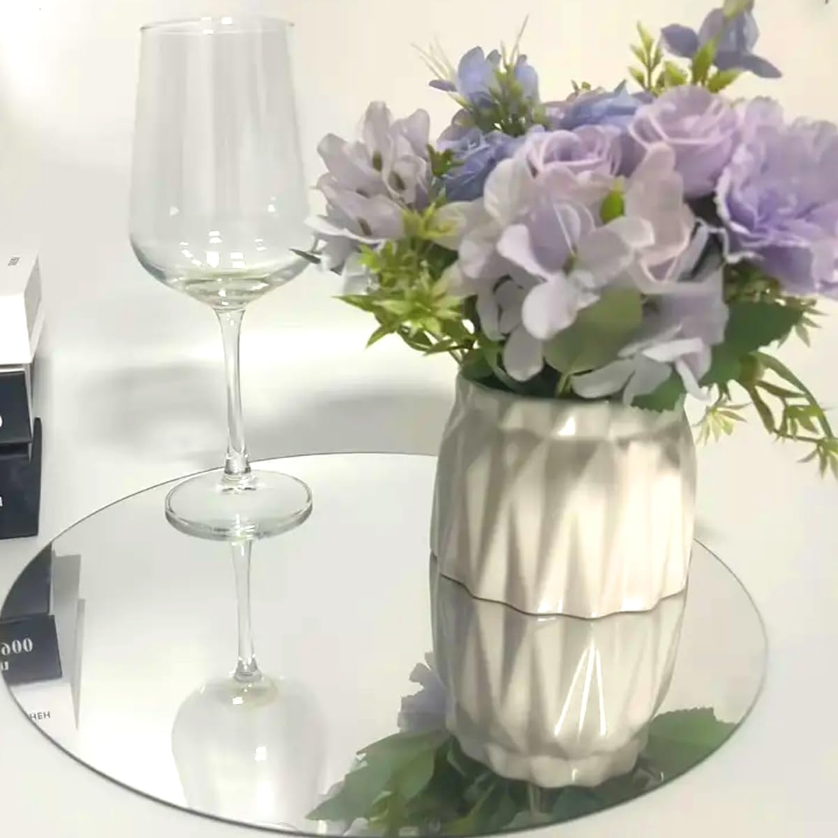 16Pack Round Mirror Centerpieces for Tables, Acrylic Round Mirror Trays Plates Decoration Circular Plate for Table Centerpiece Candles Wedding Baby Shower Christmas Party Decor Crafts (8inch)