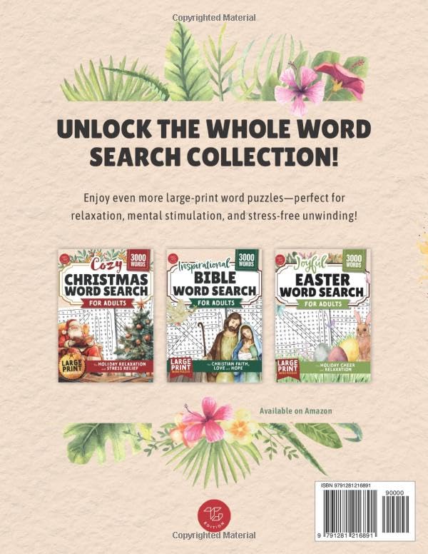 Relaxing Summer Word Search for Adults: Large Print Word Puzzles for Stress Relief and Beachside Relaxation (Word Find Books For Adults)