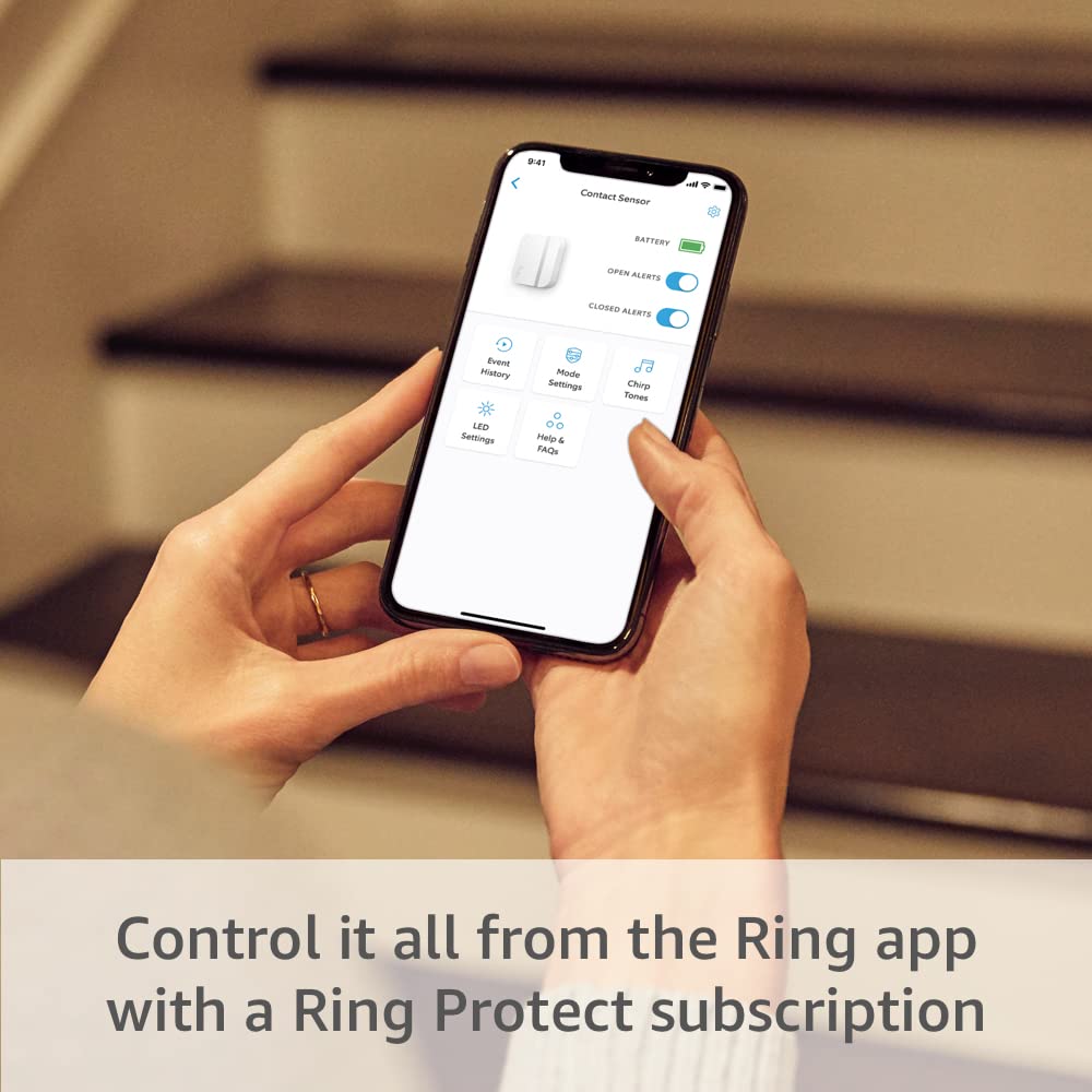 Ring Alarm Contact Sensor - 2nd Gen | Instant Window & Door Alerts | Approximately 3-Year Battery Life | Slim Design Fits Any Frame | Easy Installation | Base Station Required