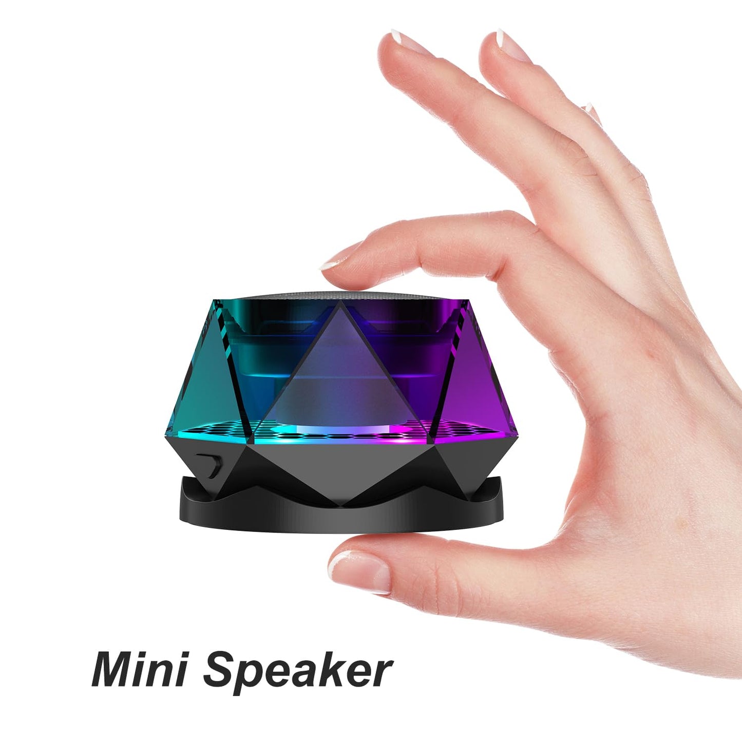 EGKimBa Magnetic Diamond Bluetooth Speaker, Small Wireless Speaker with Multi RGB Color Light Show, Portable Phone Stand for iPhone, Android, TWS Pairing