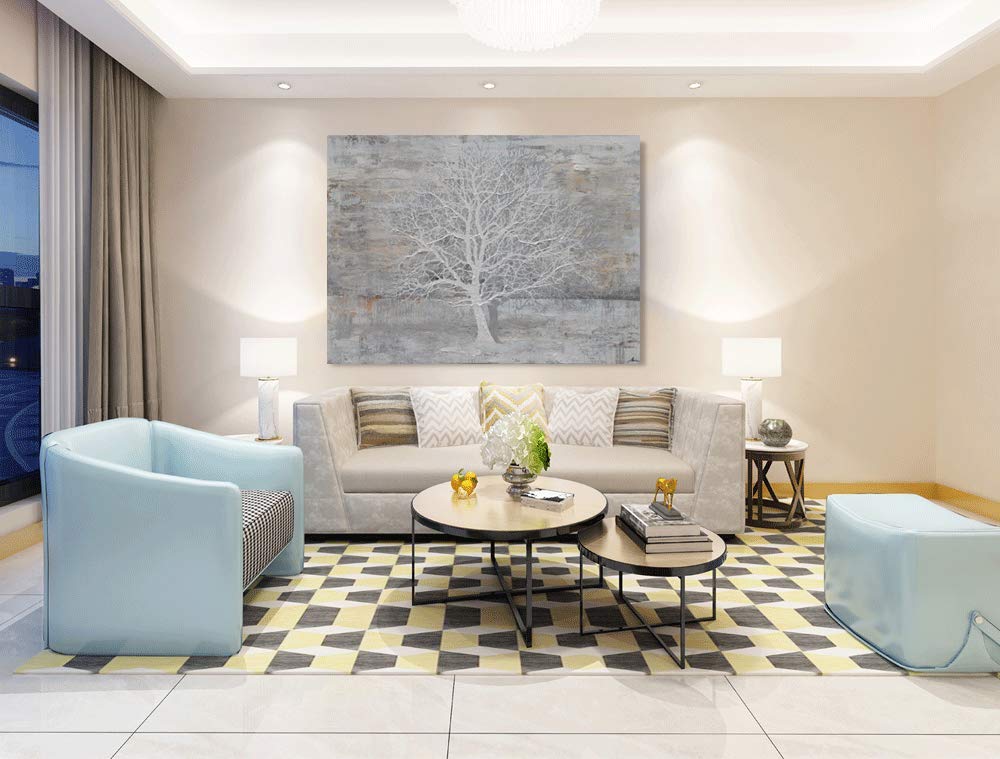 Yihui Arts Abstract Trees Painting Canvas Prints Wall Art Decor Framed - Large Modern Giclee Art Print on Canvas Ready to Hang for Home and Office Wall Decoration with Textured Boho