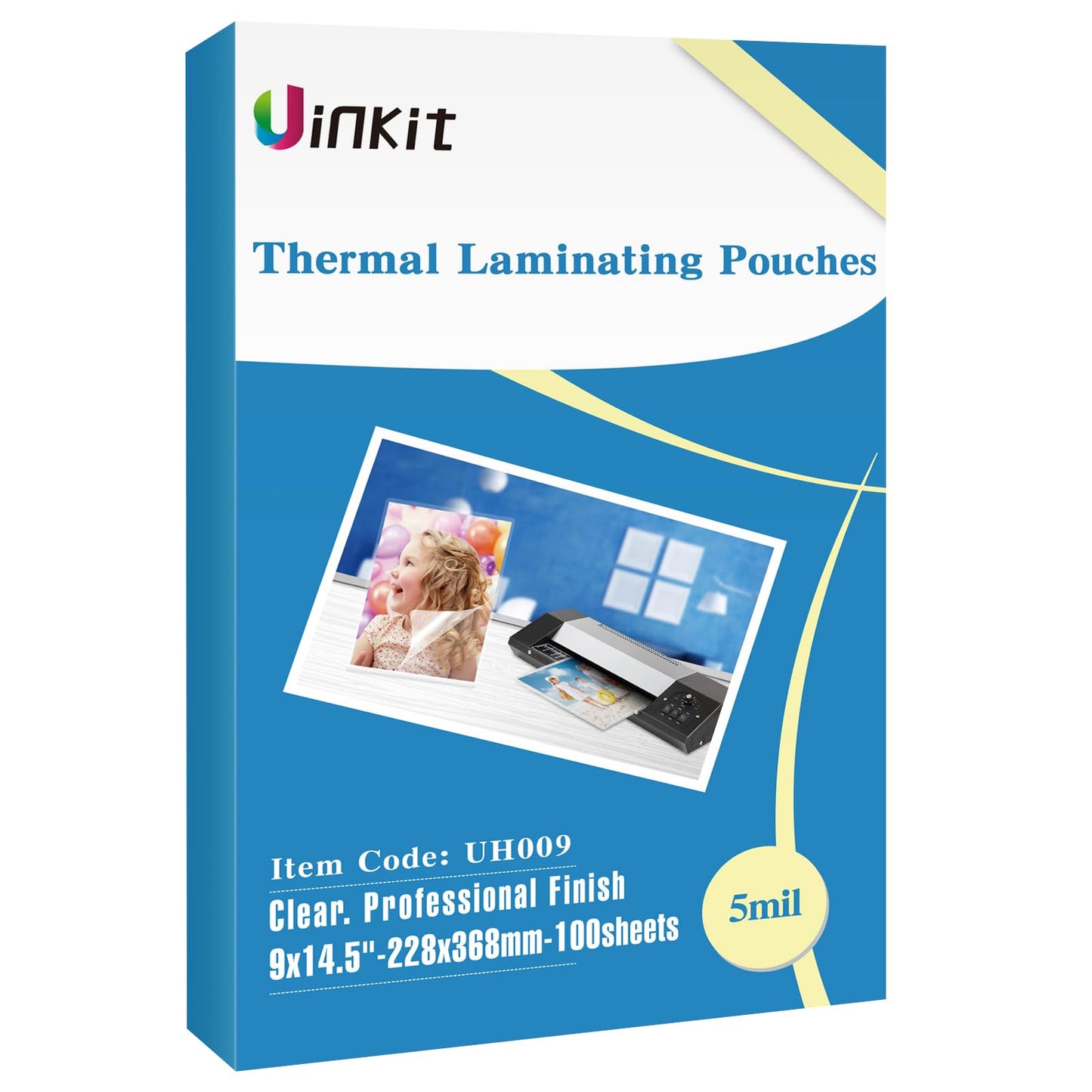 Uinkit Legal Size Thermal Laminating Pouches, 9x14.5-Inches 4Mil 100Pack, Clear Glossy Lamination Sheets Laminator Pockets