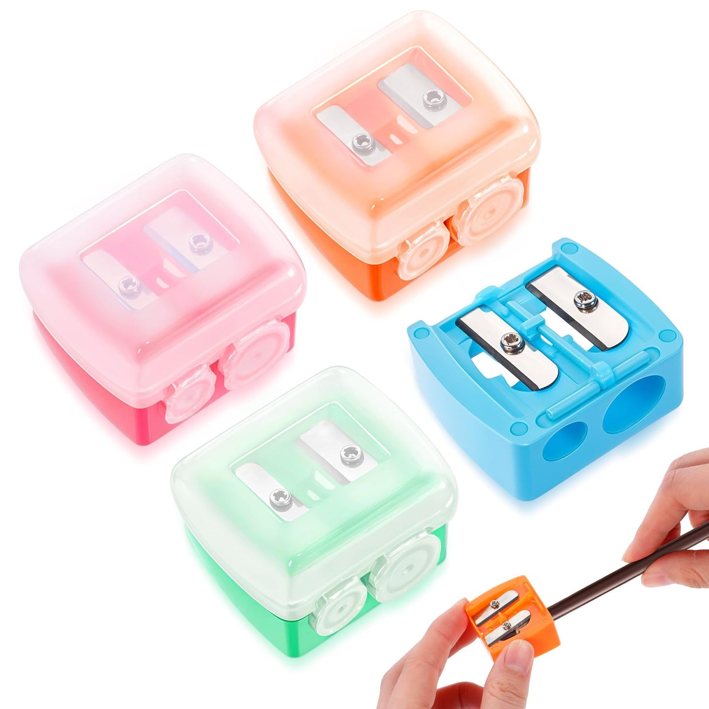 4 Pack Lip Liner Sharpener Lip Pencil Sharpener Eyeliner Sharpener Make up Pencil Sharpener, Cosmetic Pencil Sharpener, Multi Colors Cosmetic Lip Pencil Sharpener Hand Pencil Sharpener Dual Sharpener