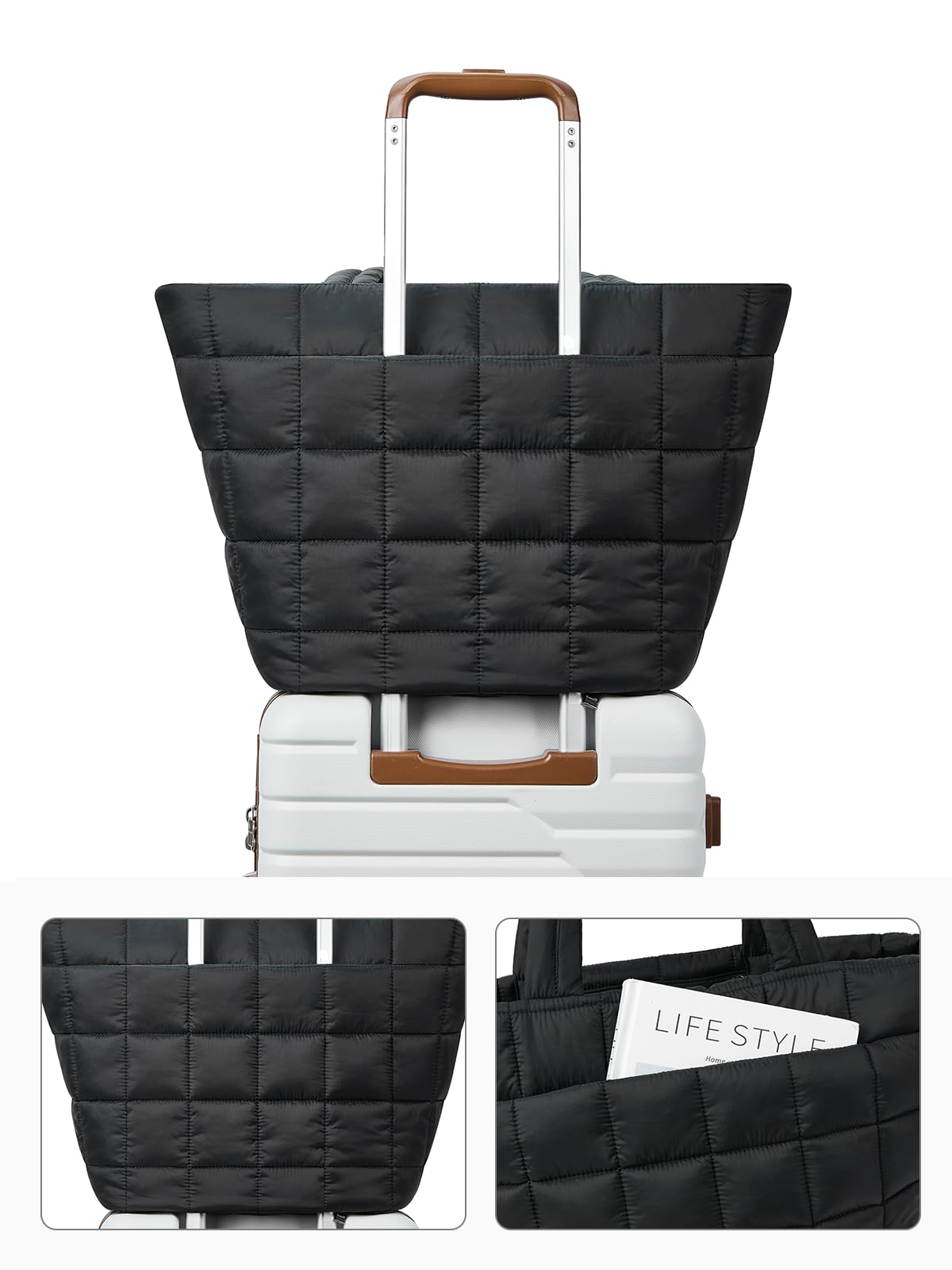 WESTBRONCO Small Puffer Crossbody Bags for Women, Puffy Quilted Purse Nylon Shoulder Handbag with Adjustable Strap