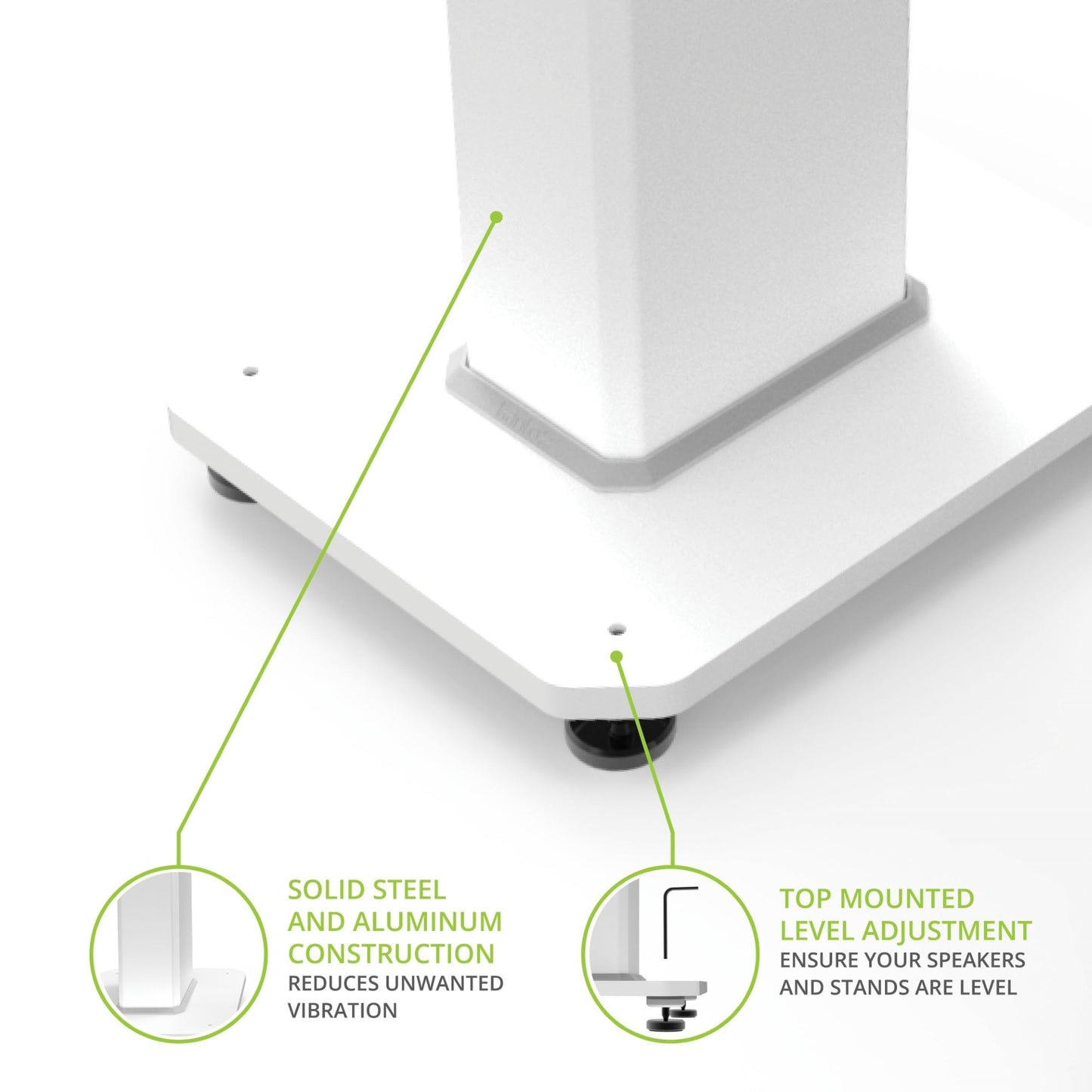 Kanto SX30 Universal Fillable Speaker Floor Stands for Bookshelf Speakers | 30" Tall | Adjustable Isolation Feet | Dedicated Cable Channel | Fill Bags & Level Incl. | Pair | White