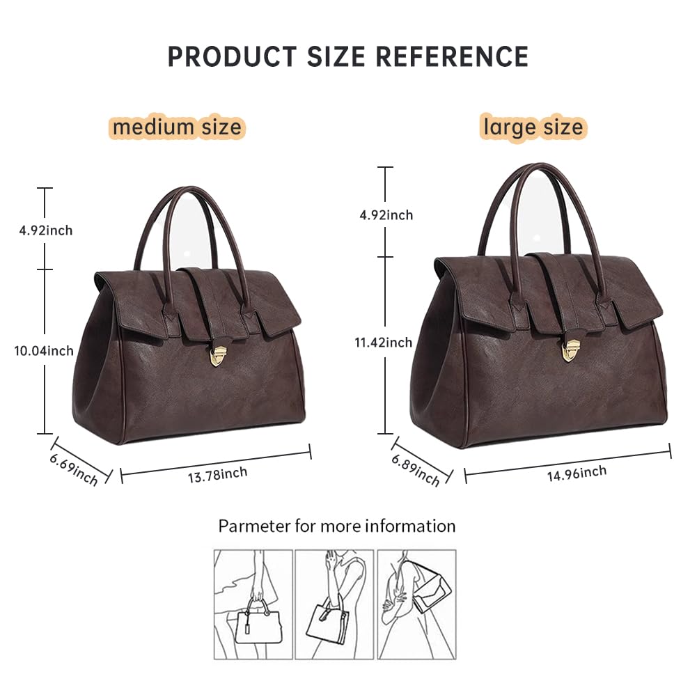 hibear Leather Tote Bag for Women,Luxury Designer Handbags Large Capacity Work Tote Bag Trendy Clutch Purse With Top-handle