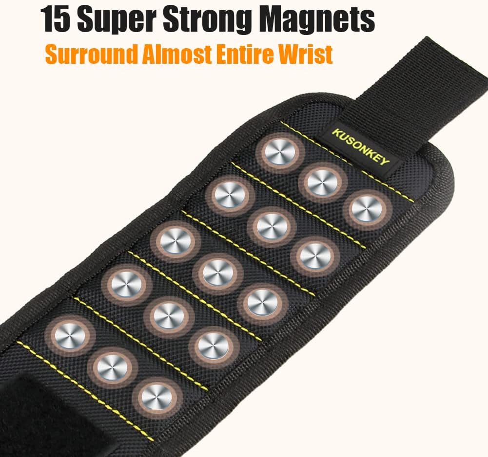 Christmas Gifts Stocking Stuffers for Men, KUSONKEY Magnetic Wristband Tool Gift for Men Who have Everything,Wrist Magnetic Screw Holder with Strong Magnets for Holding Screws Tool for Dad,Electrician