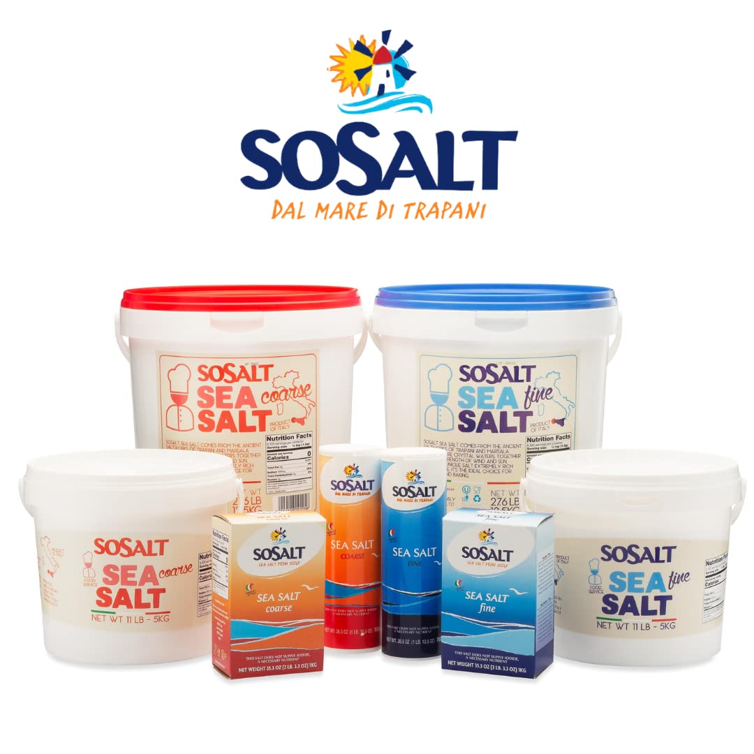 SOSALT DAL MARE DI TRAPANI Fine Sea Salt from Sicily, Foodservice Bulk Bag, (10kg) 22 lb, All Natural, Mediterranean Sea Salt Bulk, Kosher