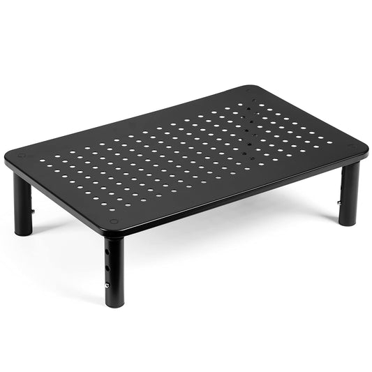 TV/Monitor Riser Desktop Stand, Flat Screen, Sturdy Metal Laptop Computer Shelf for Printer, iMac, 3 Height Adjustable PC with Mesh Platform , 2 Pack