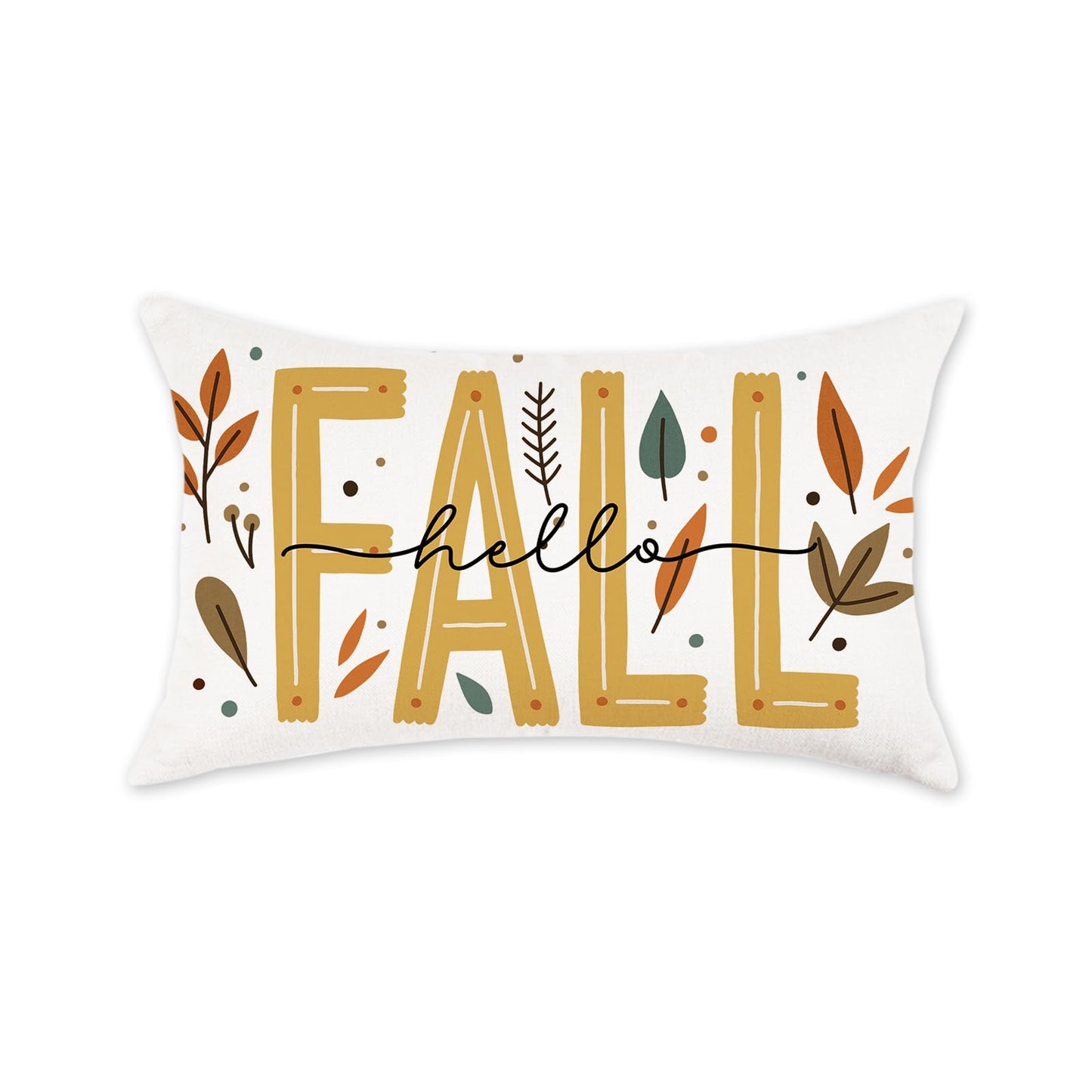 ONWAY Fall Throw Pillow Cover 12x20 Hello Fall Autumn Decorative Pillowcase for Couch Sofa Farmhouse Thanksgiving Rustic Maple Leaf Cushion Cover for Home Decor
