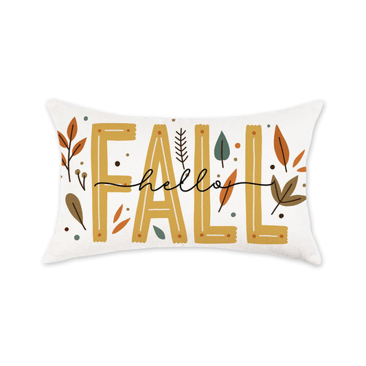 ONWAY Fall Throw Pillow Cover 12x20 Hello Fall Autumn Decorative Pillowcase for Couch Sofa Farmhouse Thanksgiving Rustic Maple Leaf Cushion Cover for Home Decor