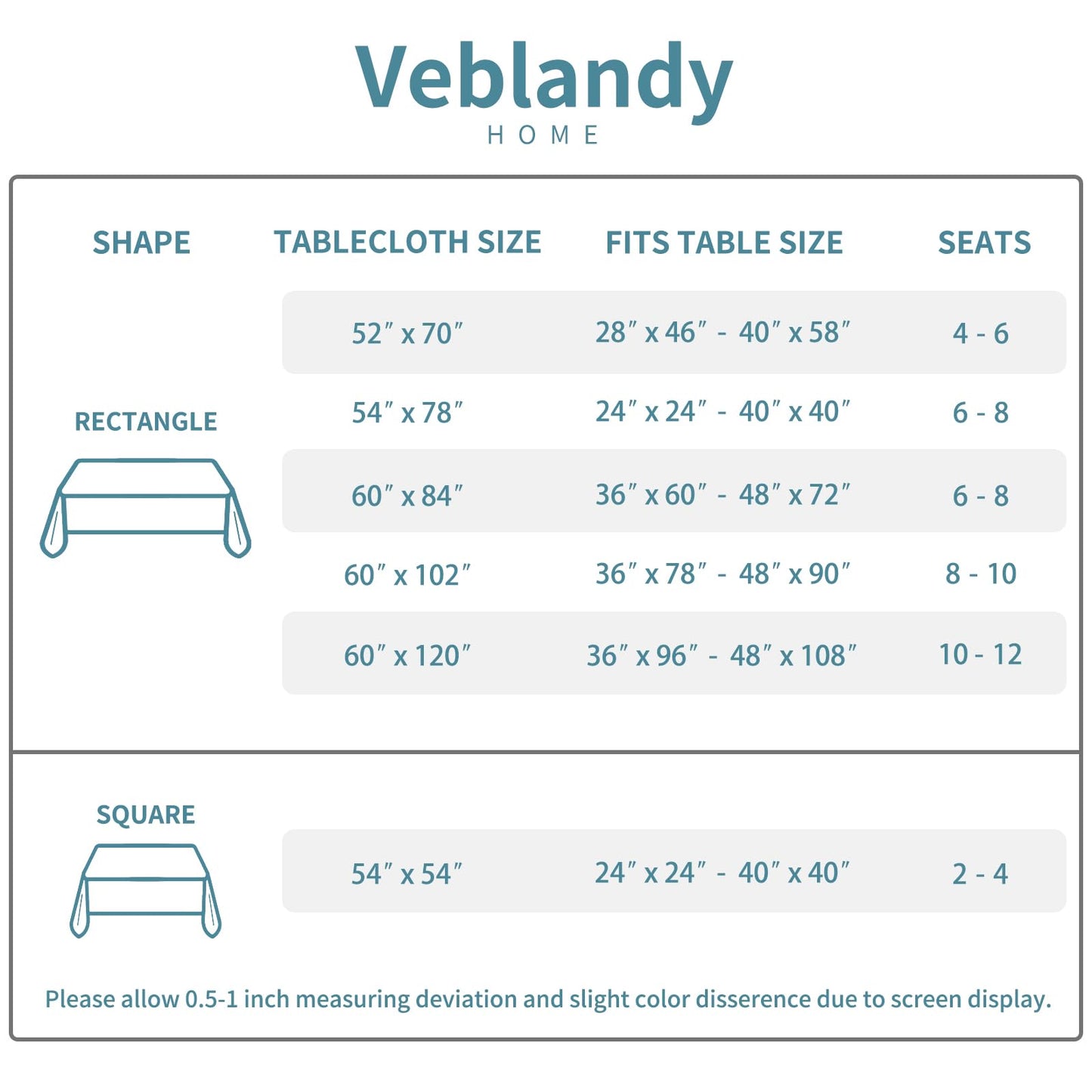 Veblandy Table Cloth Rectangle Waterproof Spill-Proof Wrinkle-Free Tablecloth Washable, Kitchen Dining Tabletop Decoration, Fabric Table Cover for Indoor and Outdoor Use, 60 x 84 Inch, Light Grey