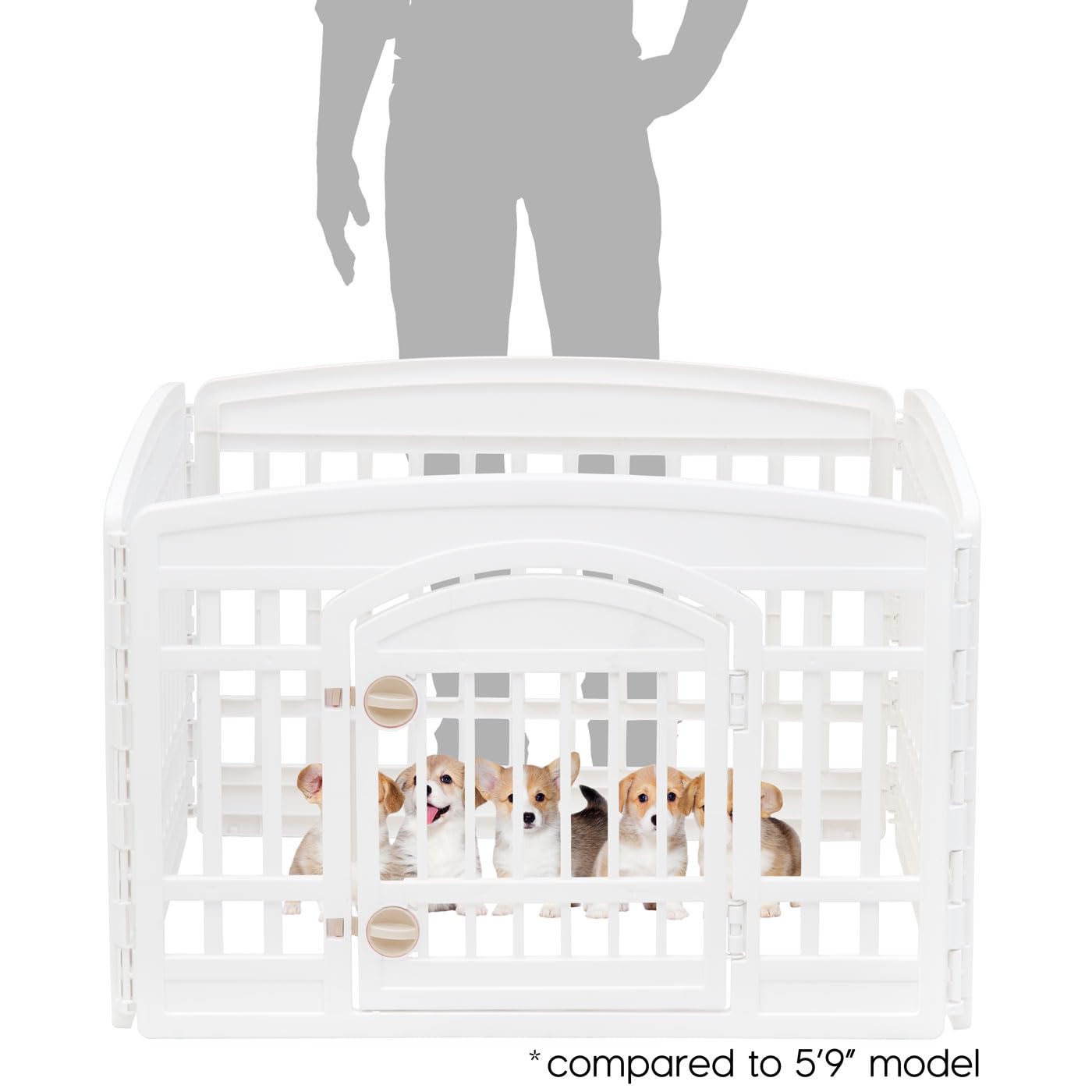 IRIS USA 24" 4-Panel Dog Playpen with Door, 35 x 35 x 24, Puppy Playpen, Dog Play Pen Indoors, Pet Fence, Small Pets, White