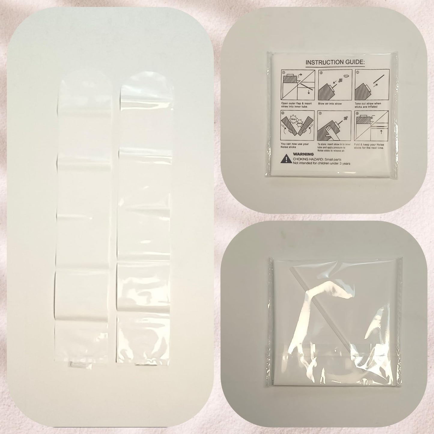 ROSEBB 48pcs Round Head Boom Sticks Thunder Sticks Cheering Sticks Team Spirit Plastic Cheerleading Spirit Stick Clapper Inflatable Noise Maker Sports Supply (White)