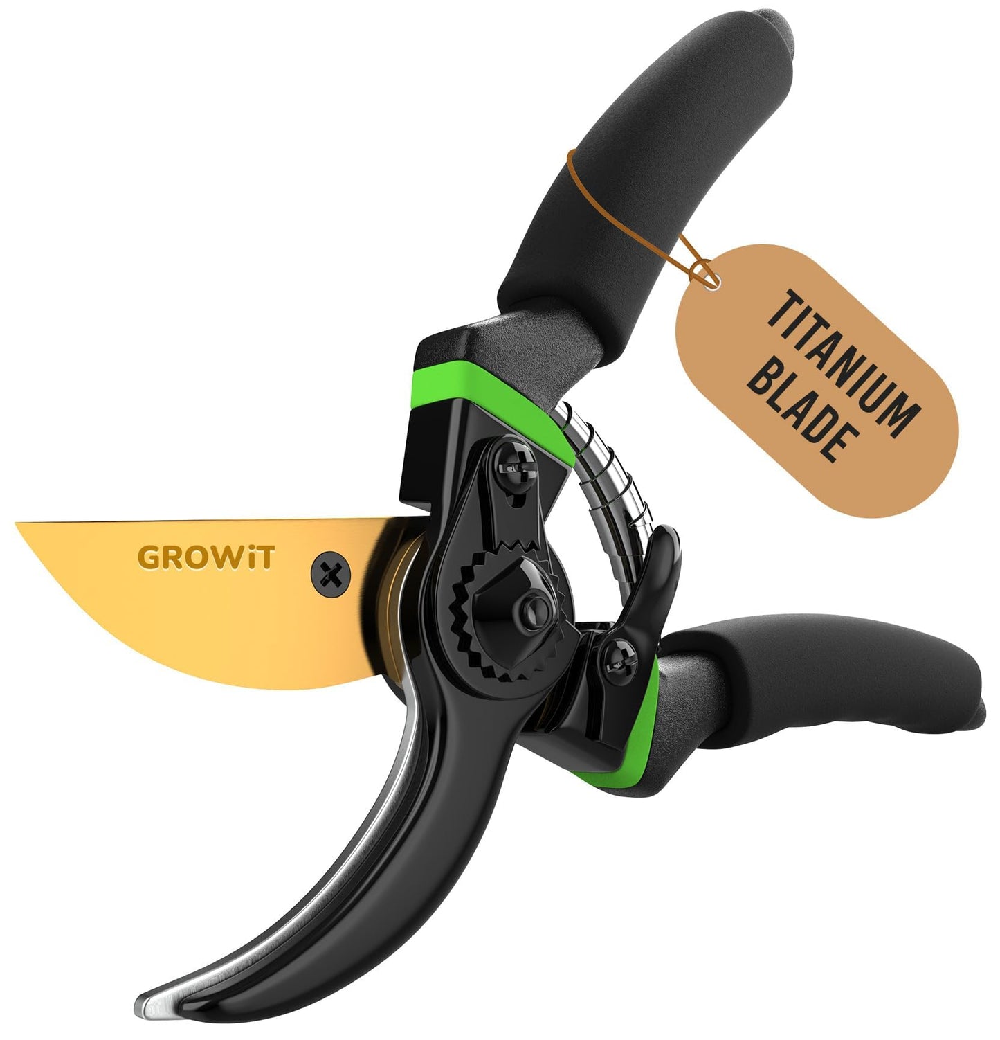 Ultra Sharp Japanese Steel Pruning Shears - Cuts 3X Easier, Weak Hand Arthritis Clippers, Rust-Resistant Titanium Coated Pruner, Effortlessly Cuts 3/4 Inch