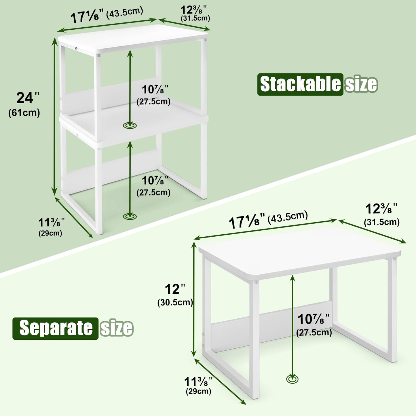MARTY Desktop Printer Stand 2 Pack Printer Stand with Storage for Desk, Shelf Organzier for Home/Office Printer Riser Under Desk Small Table for Printer Fax Machine Scanner(White)