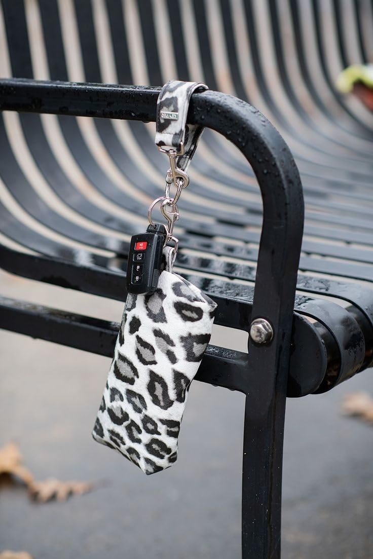 KEYPER 2-Piece Luxe Wristlet Set (IT Bag and a Key Ring Bracelet) PU Vegan Leather Classic Clutch Purse (Snow Leopard Gold)