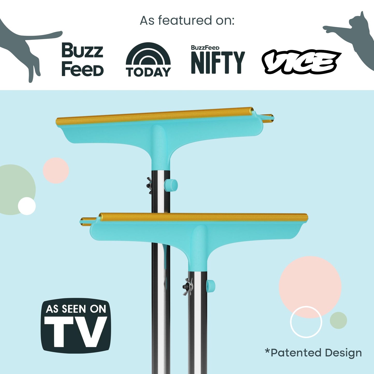 Uproot Cleaner Xtra Pet Hair Removal Tool: Reusable Carpet Rake with Telescopic 60" Handle - As Powerful as Uproot Cleaner Pro Pet Hair Remover, but Made for Carpets, Curtains - Don't Bend Don't Kneel