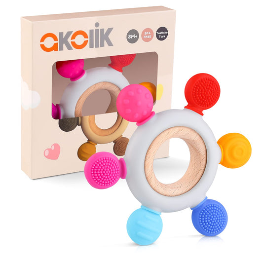 akolik Baby Teething Toys, Teething Relief Toy, BPA Free Baby Chew Toys Infant Toys Newborn Accessories, Teethers for Babies 0-3-6-9-12 Months Old Boys Girls