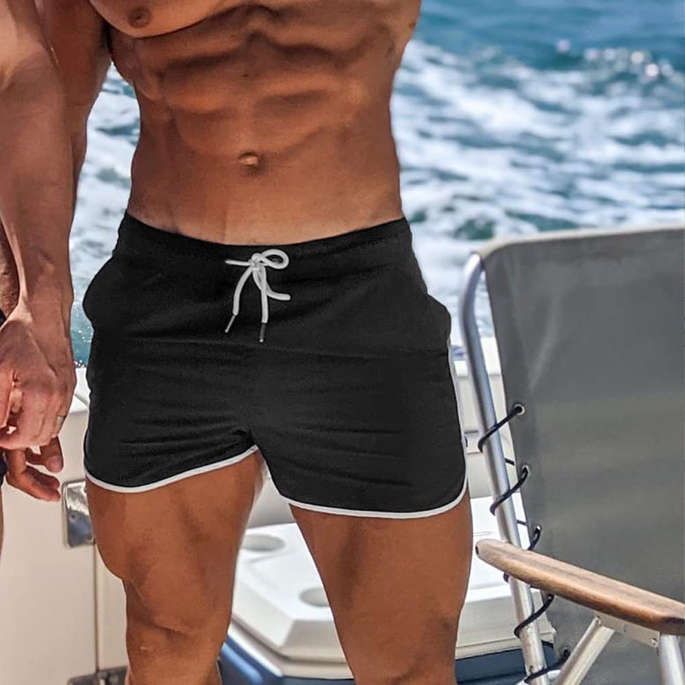 EVERWORTH Men's Workout Shorts Quick Dry Gym Shorts Bodybuilding Short Shorts, 4" Inseam Lightweight Mesh Yoga Running Shorts Grey US L