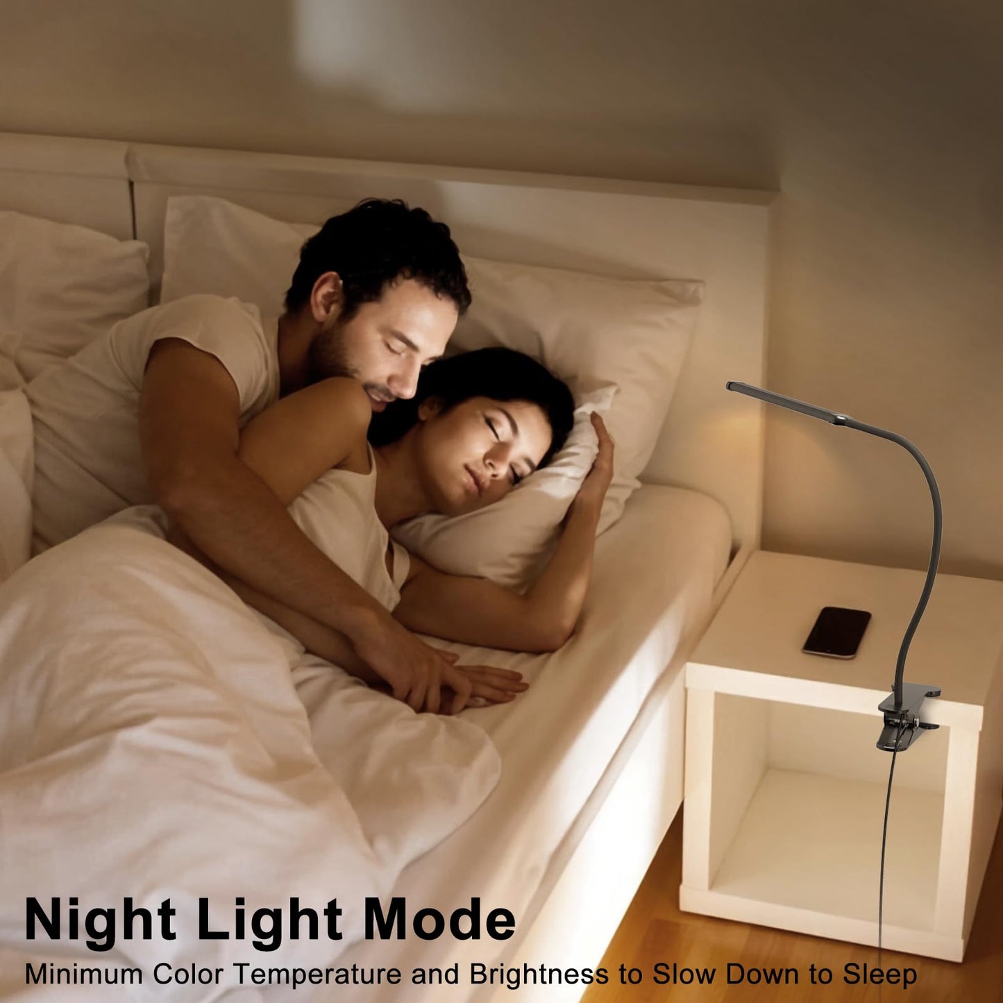 Mojimdo Desk Lamp with Remote, 3 Color & 5 Brightness & 77LED Dimmable Reading Lamp, 15.7'' Flexible Gooseneck Clamp Lamp, Eye-Caring Clip on Light with Adapter for Reading Study Workbench Drafting