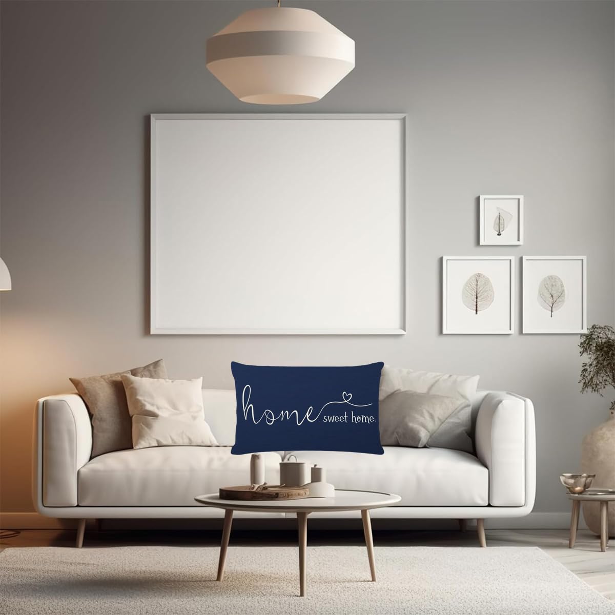 MFGNEH Home Sweet Home Quotes Farmhouse Pillow Covers 12x20 Inch,Farmhouse Decorative Lumbar Throw Pillow Case Cushion Cover,Housewarming Gift,Blue