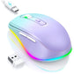 Wireless Mouse Jiggler - LED Wireless Mice with Build-in Mouse Mover, Rechargeable Moving Mouse for Laptop with Undetectable Random Movement Keeps Computers Awake - Purple