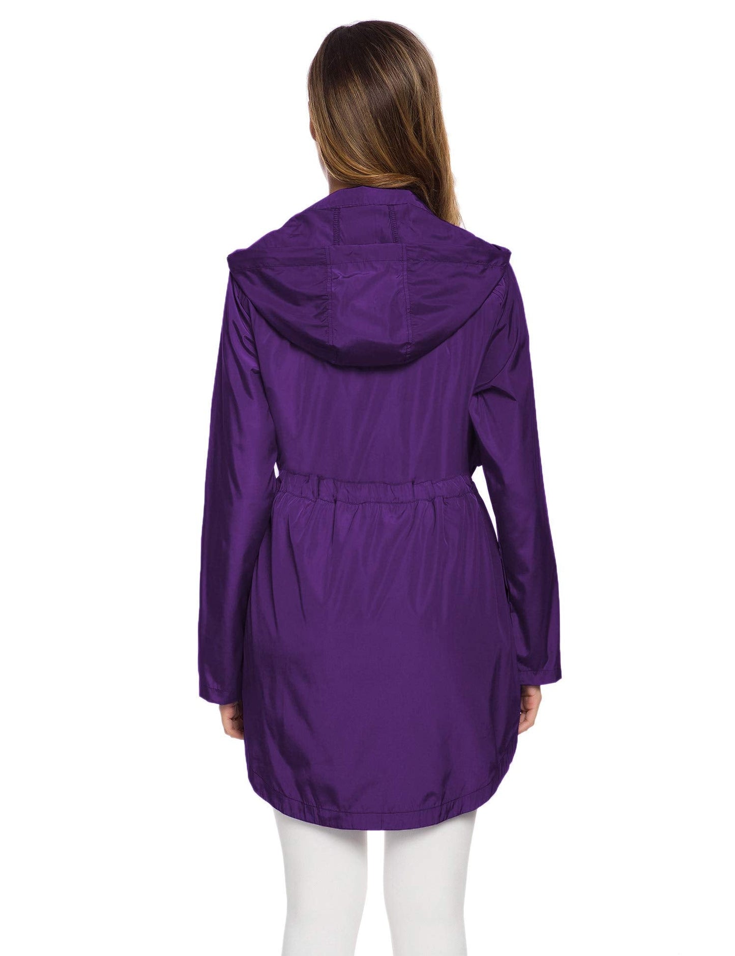 Avoogue Women'S Raincoats Rain Jackets Trench Coats Lightweight Foldable Rain Jackets Purple M