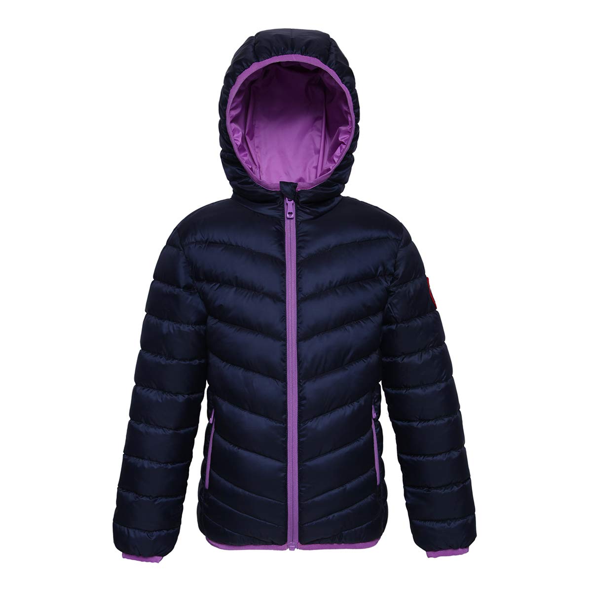 Rokka&Rolla Girls' Reversible Lightweight Puffer Jacket Hooded Water-Resistant Winter Coat