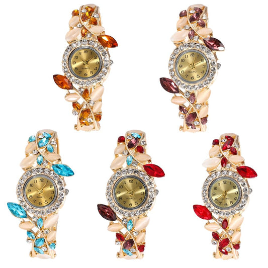 Weicam Women 5 Pack Luxury Watch Bracelet Diamond Flower Lady Retro Wholesale Wrist Watch Jewellery