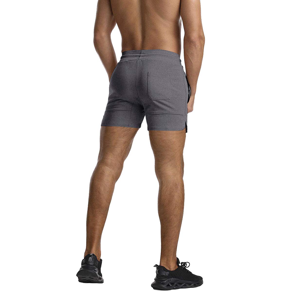 EVERWORTH Men's Solid Gym Workout Shorts Bodybuilding Running Fitted Training Jogging Short Pants with Zipper Pocket Grey XXL