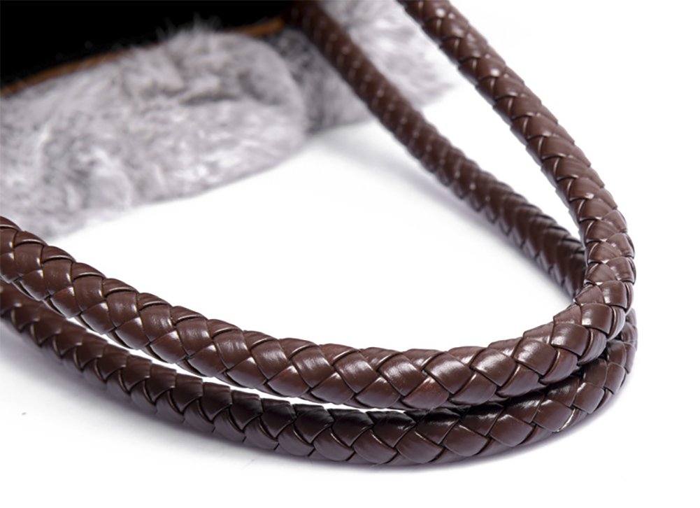 QZUnique Faux Fur Bucket Handbag Women's Drawstring Fur Crossbody Bag Shoulder Tote Bag