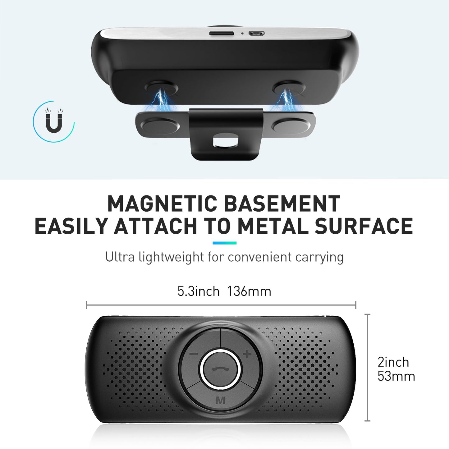 AGPTEK Car Speaker with Bluetooth 5.0, Hands Free Phone Kit for Calls, GPS & Music with TF Card Slot, Motion Auto On, Siri Google Assistant Support Wireless Car Visor Clip Speakerphone
