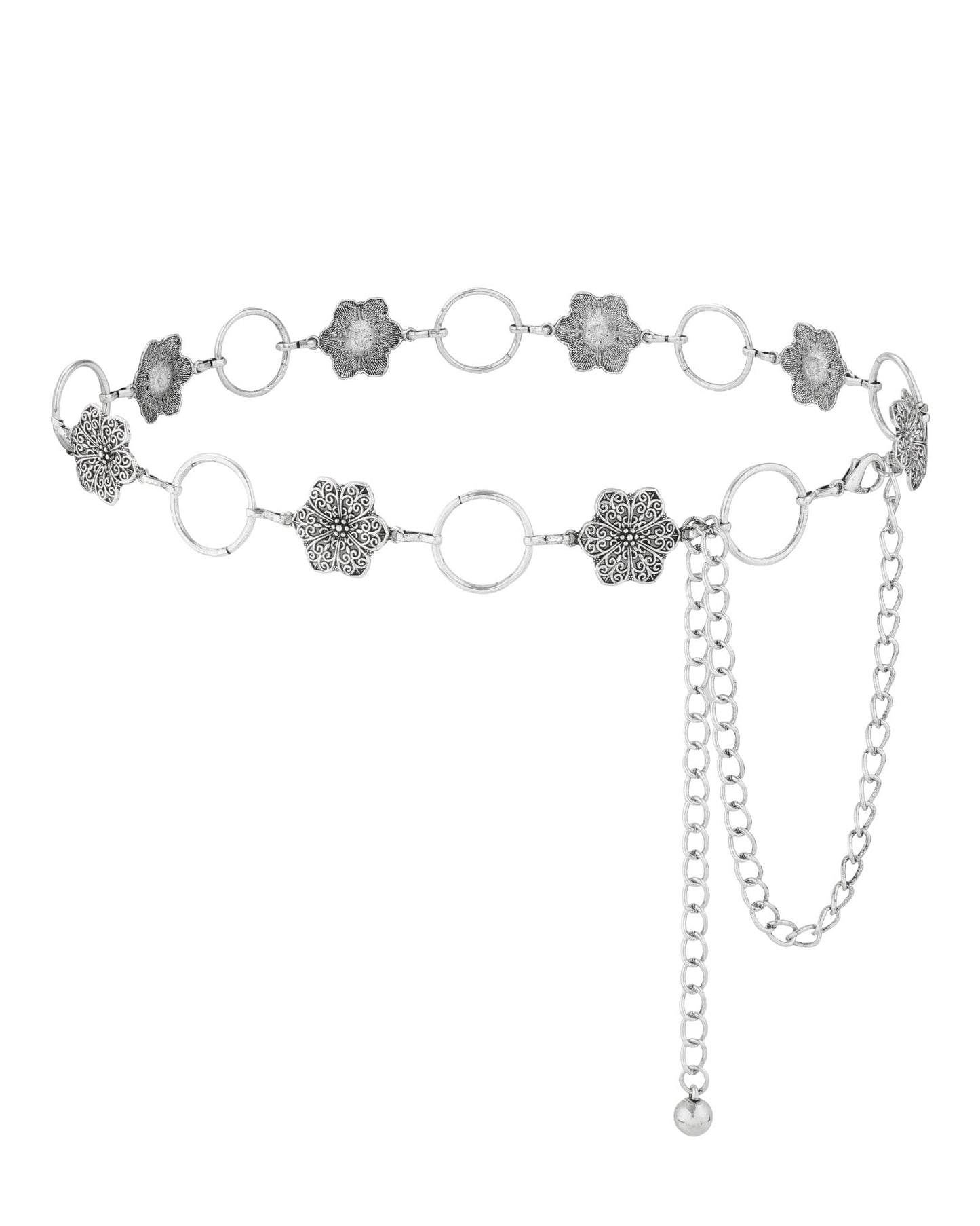 AWAYTR Western Chain Belts for Women - Silver Cowgirl Concho Belts for Jeans Dresses Country Concert Outfit Accessories