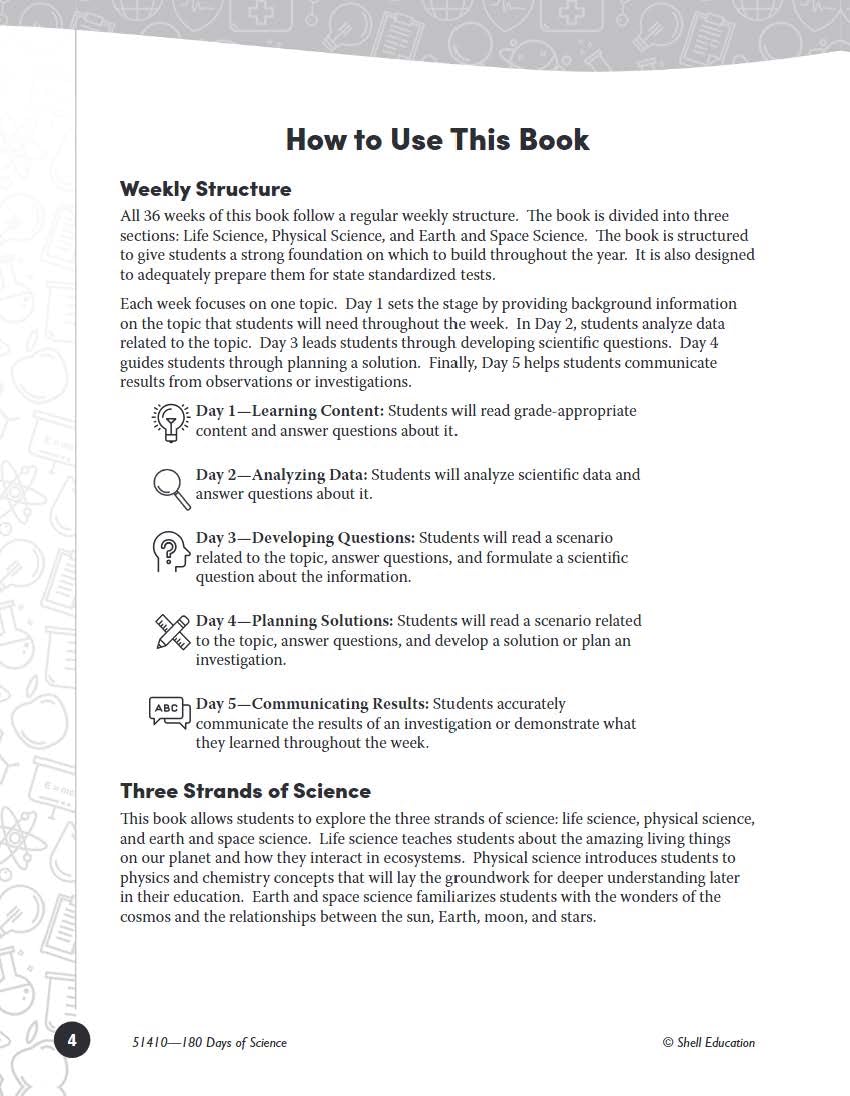 180 Days™: Science, Earth and Space Science for 4th Grade Practice Workbook for Classroom and Home, Cool and Fun Practice Created by Teachers (180 Days of Practice)