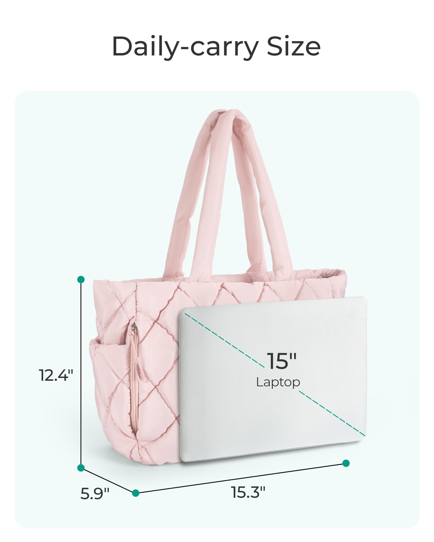 BAGSMART Tote Bag for Women, Quilted Puffer Tote Bag with Compartments, Shoulder Handbag Work Bag with Zipper for Travel