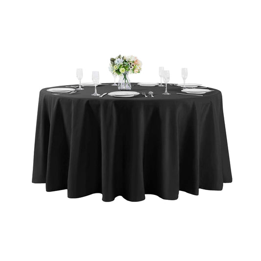 120 inch Round Tablecloth Washable Polyester Table Cloth Decorative Table Cover for Wedding Party Dining Banquet（120 inch,Black）