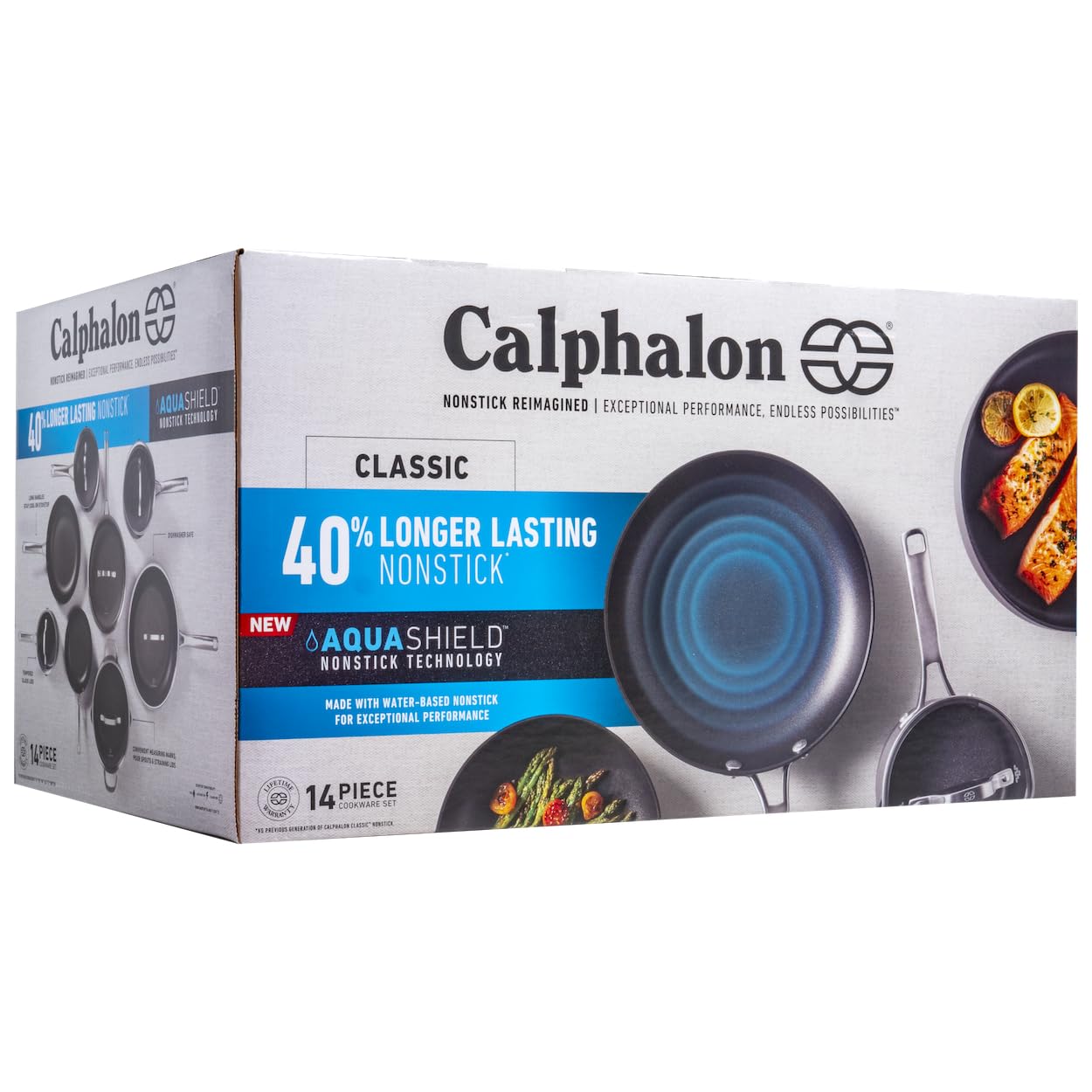Calphalon Classic 14-Piece Hard-Anodized Dishwasher Safe Cookware Set with AquaShield Nonstick Technology