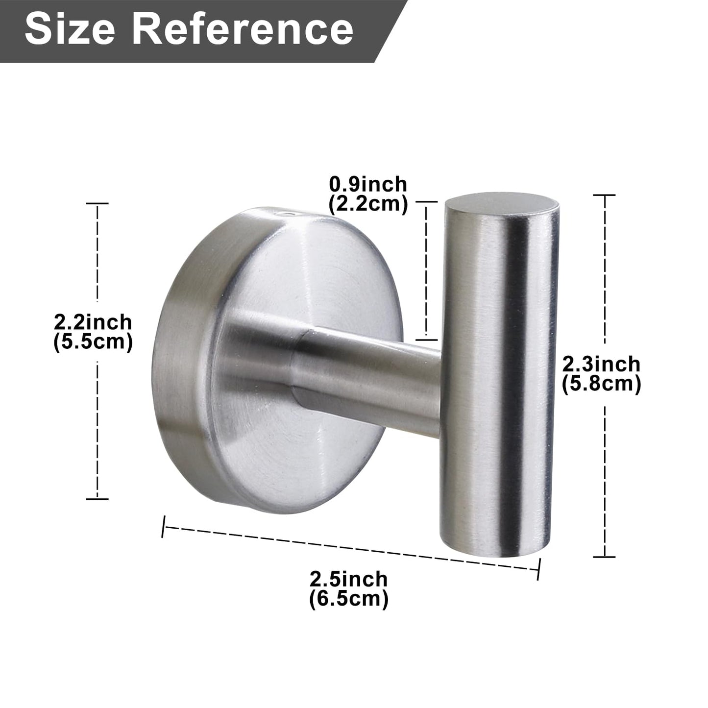 Bntuk Towel Hook for Bathroom, Heavy Duty Wall Hooks, Stainless Steel Coat Robe Clothes Hook for Bathroom Kitchen Garage Hotel, 2 Packs Wall Mount Towel Holder, Brushed Silver