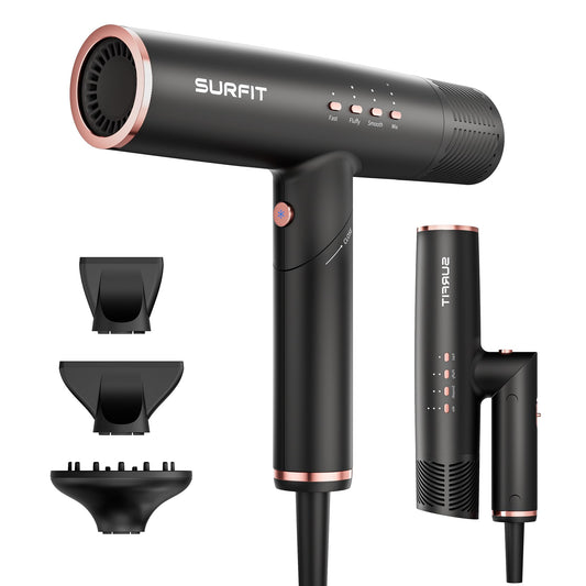 Hair Dryer, Surfit Blow Dryer with Diffuser, Professional Ionic Hair Dryers for Fast Drying, Foldable Travel Hair Dryer with 110, 000 RPM Brushless Motor for Curly Straight Hair