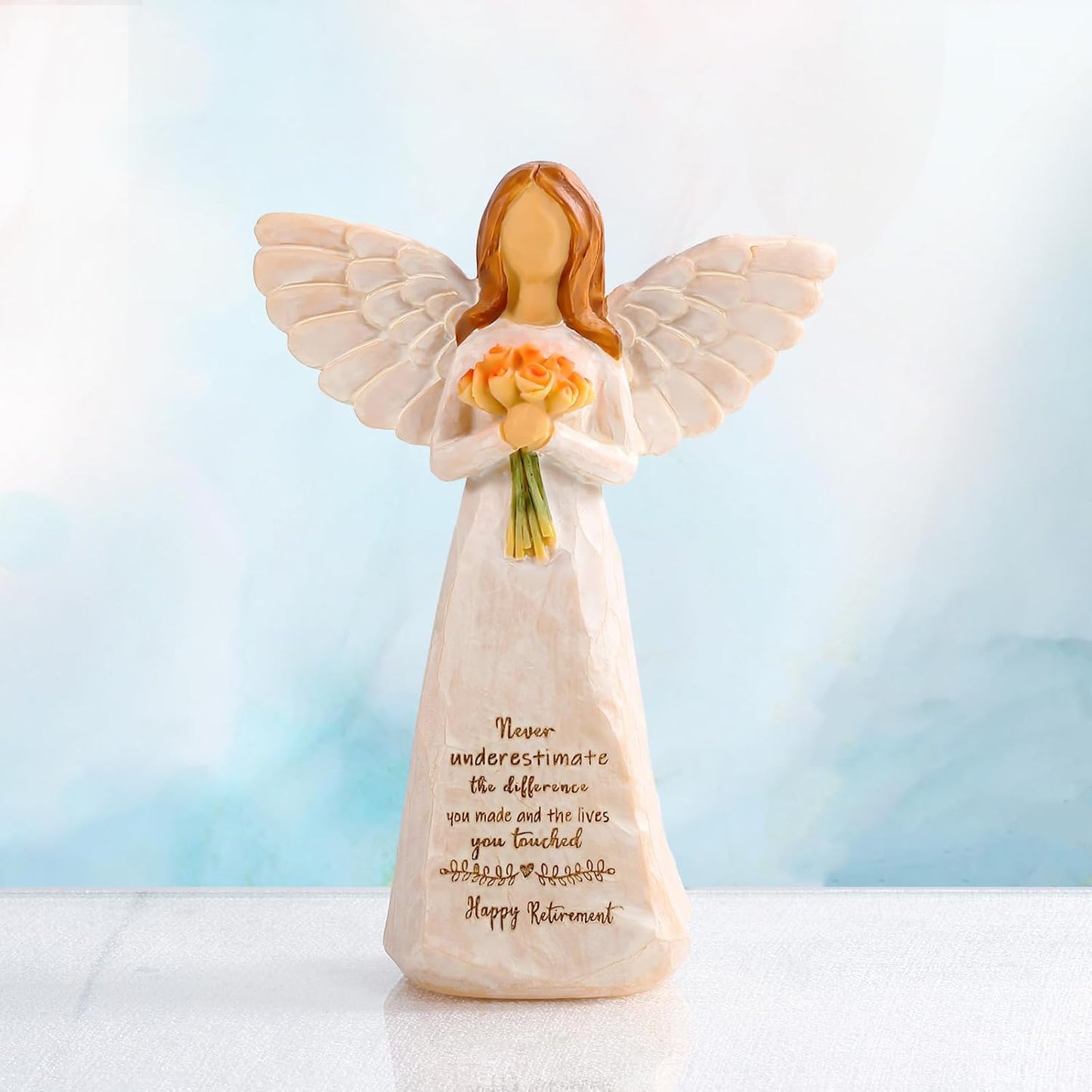 Retirement Gift for Woman, Happy Retirement Gift for Woman, 5.5” Angel Figurine for Retirement Party Decorations, Retired Gifts for Coworkers Friends