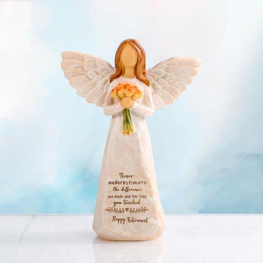 Retirement Gift for Woman, Happy Retirement Gift for Woman, 5.5” Angel Figurine for Retirement Party Decorations, Retired Gifts for Coworkers Friends