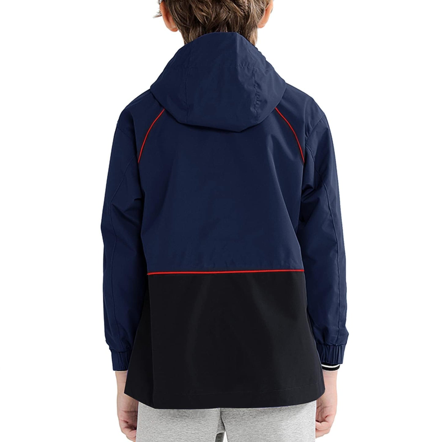 ENDIRAD Kids Rain Jackets for Boys Size 5t-6t, Lightweight Windproof Raincoat - Hooded Spring Jackets, Warm Fleece Winter Coat for Kids (Navy)