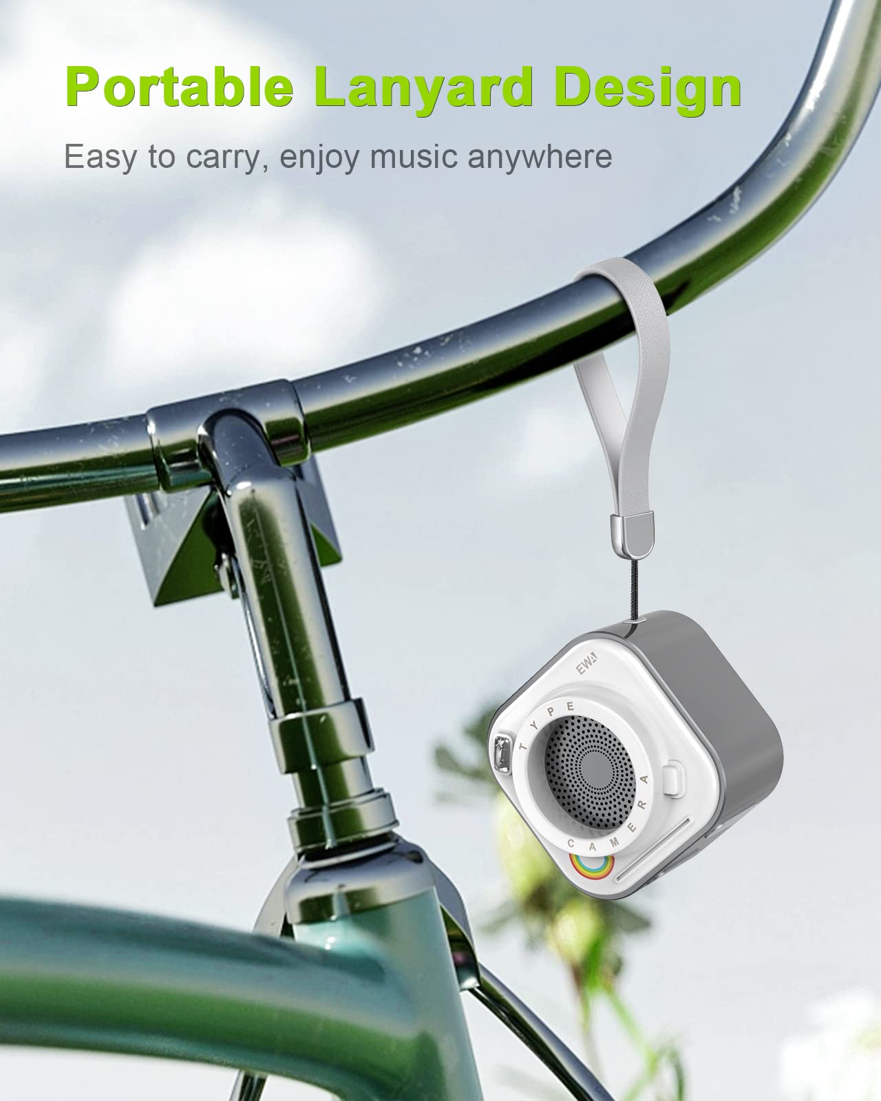 EWA A110 Portable Bluetooth Speaker, Wireless with Flashlight, 12HR Playtime, TF Card Support, Small Stereo Speaker for Travel, Home, Party (GrayWhite)