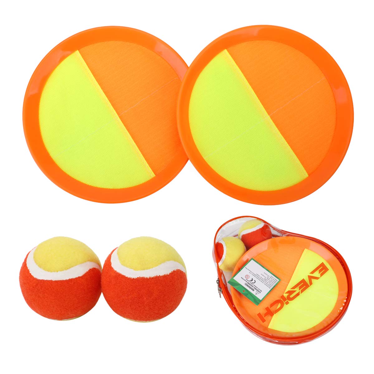 EVERICH Upgraded Toss and Catch Ball Game Set - Indoor and Outdoor Games for Kids 3-12, Beach Sand Pool Water Toy Includes 2 Paddles 2 Sticky Balls, Great Birthday Easter Gifts for Boys Girls