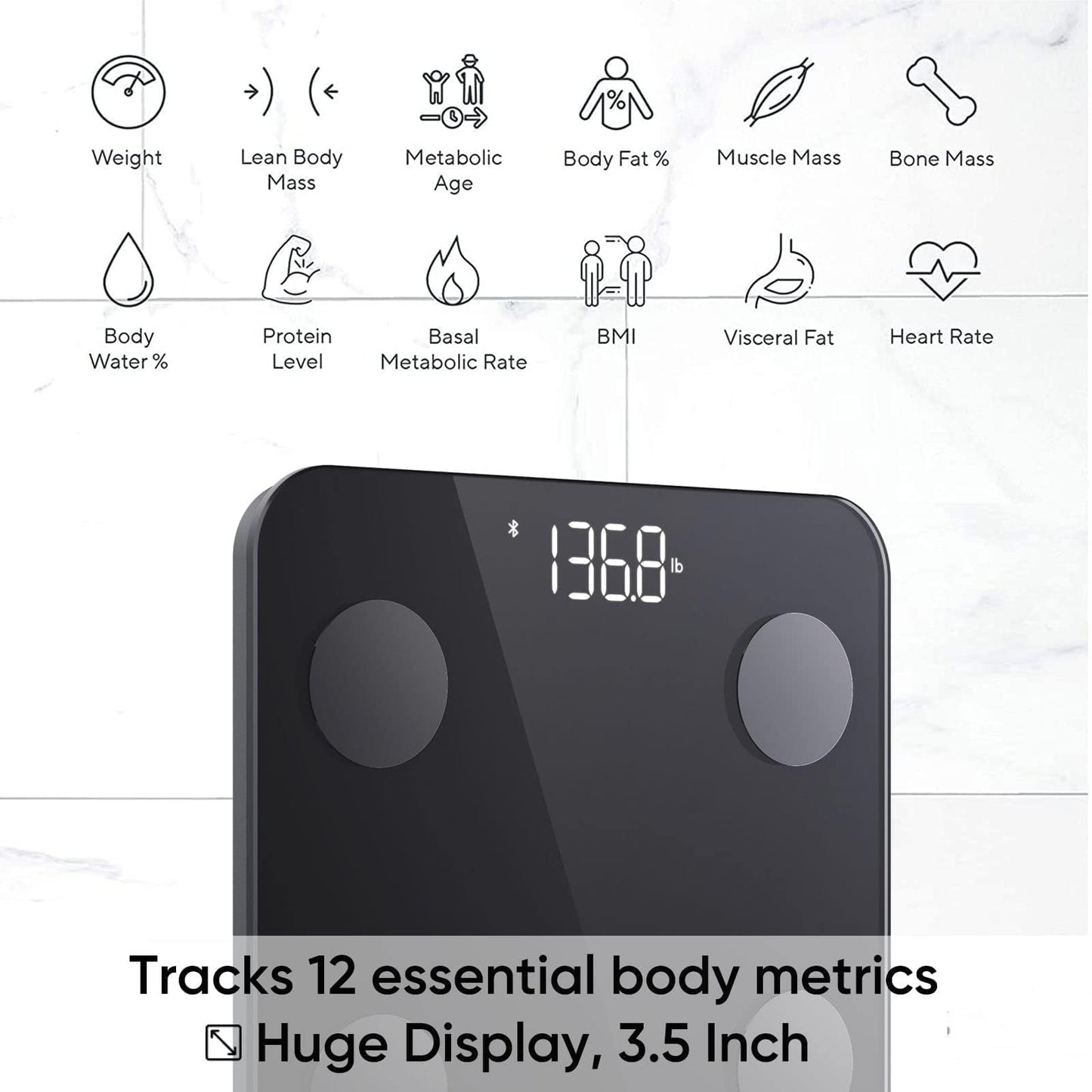 Wyze Smart Scale for Body Weight and Fat, FSA HSA Eligible, Digital Bathroom Scale, Weighing Machine for People's Muscle BMI, Bluetooth Electronic Body Composition Monitor, 400lb