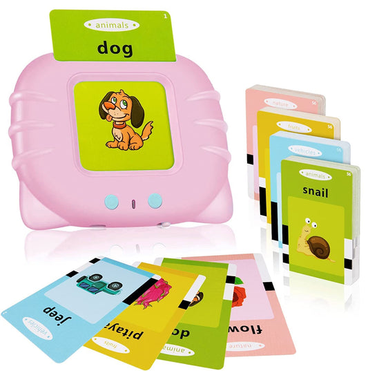 Ednzion Talking Flash Cards with 224 Sight Words, Montessori Educational Learning Interactive Toddler Toys, Speech Therapy and Autism Sensory Toys, Pink