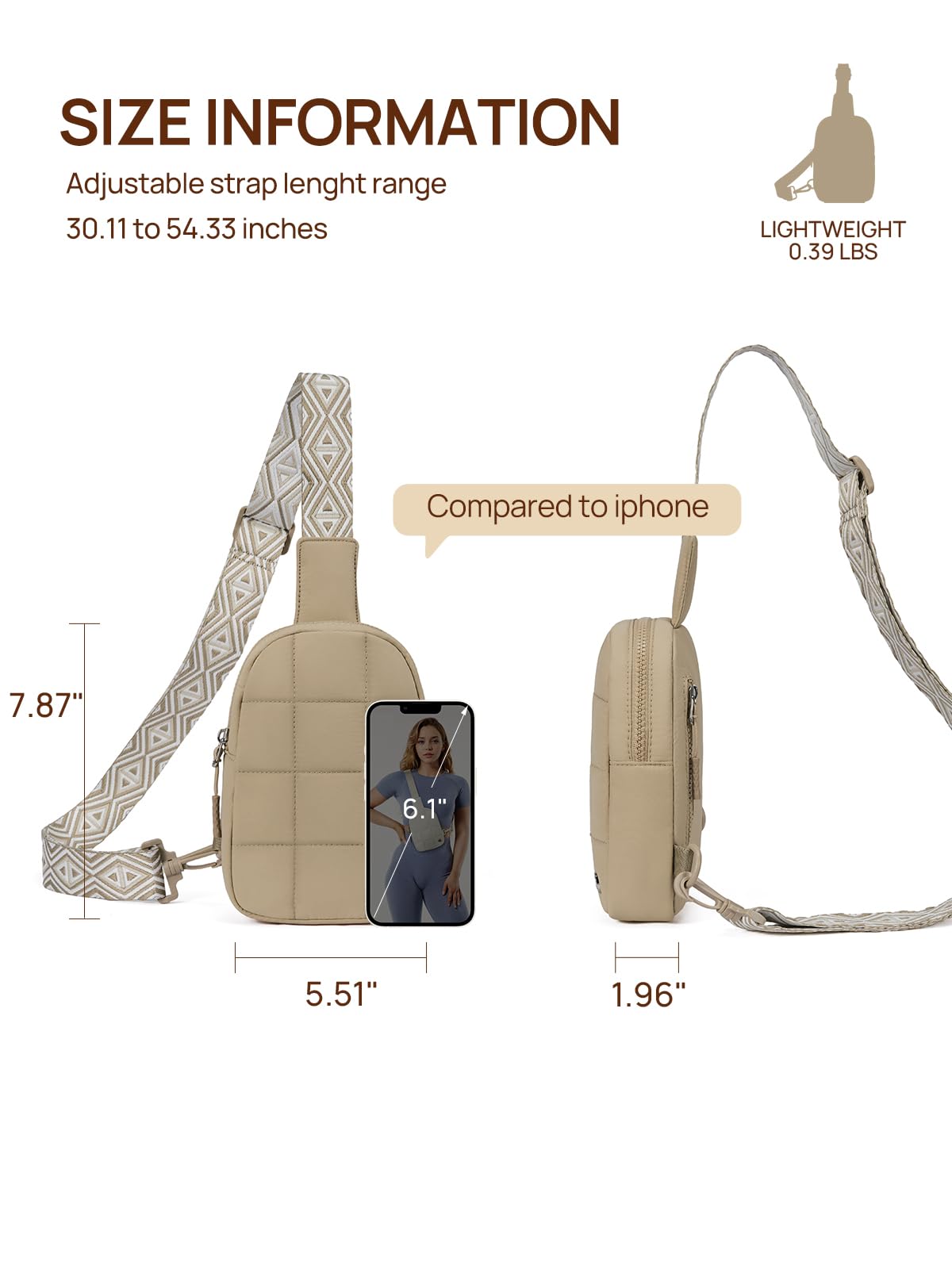 Telena Crossbody Bags for Women Quilted Puffer Cross Body Sling Bag Khaki